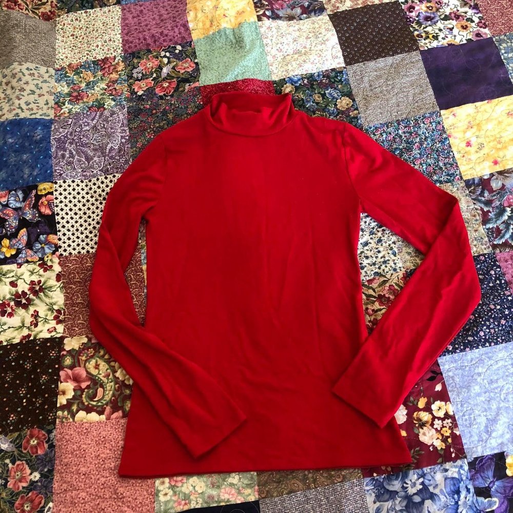 Cherry Red Mock / Turtle Neck Shirt